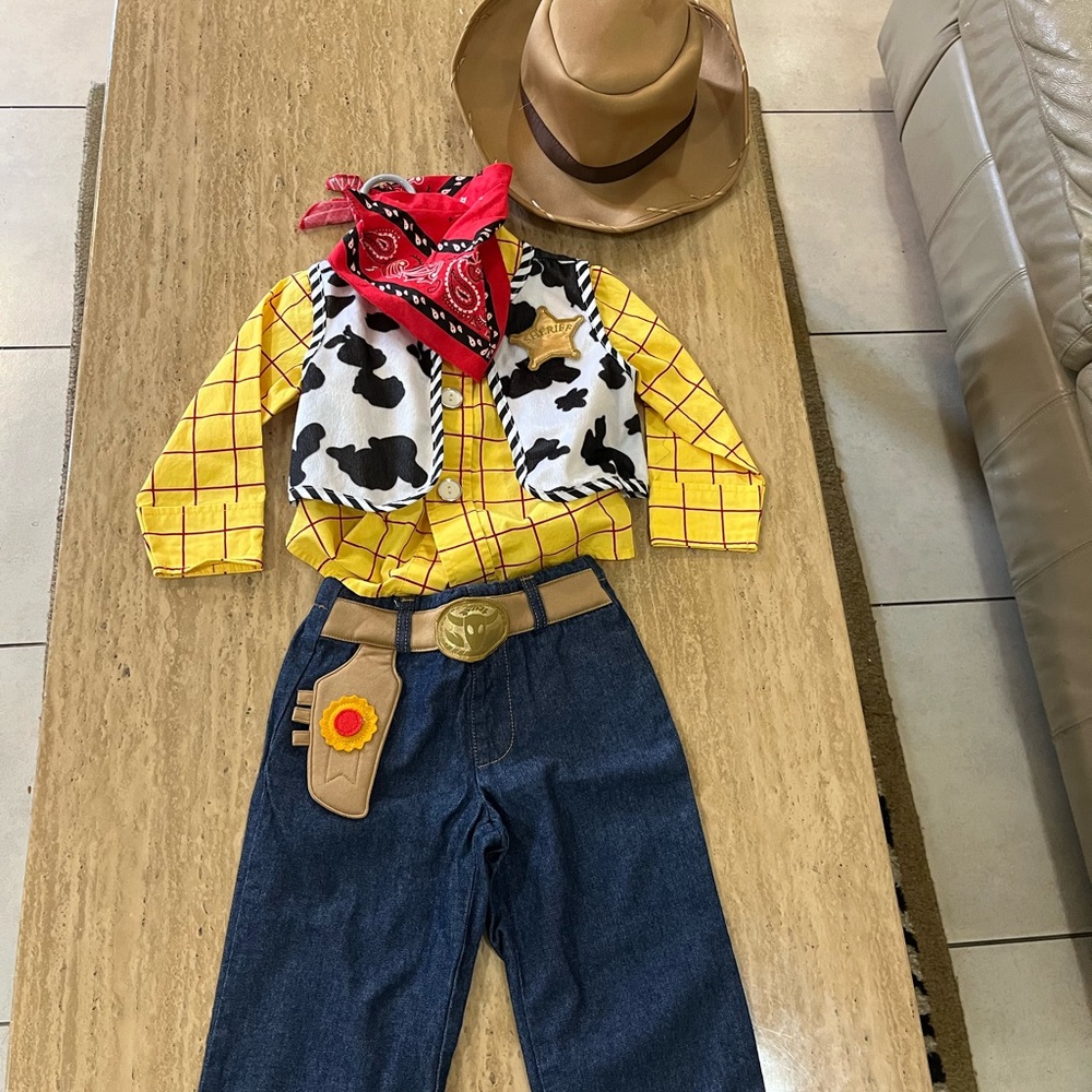 Disney Woody Cowboy Sheriff Costume in Yellow, Red, Black and Blue